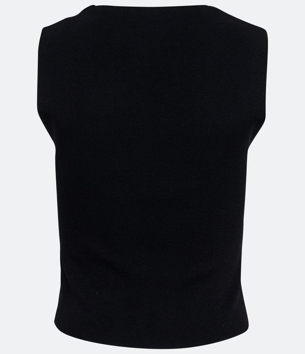 Blusa Cropped em Tricô com Decote Quadrado Preto 6