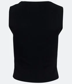 Blusa em Tricô com Decote Quadrado