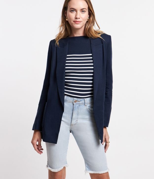Bermuda Ciclista Jeans Elastano com Puídos