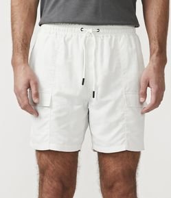 Bermuda de Banho em Poliamida com Amarração e Bolsos