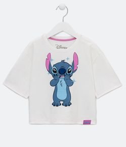 Blusa Cropped Infantil com Estampa do Stitch - Tam 5 a 14 anos