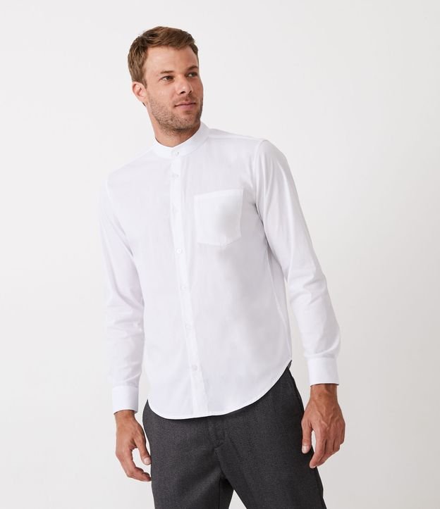 Camisa Comfort en Algodón con Manga Larga Blanco 1