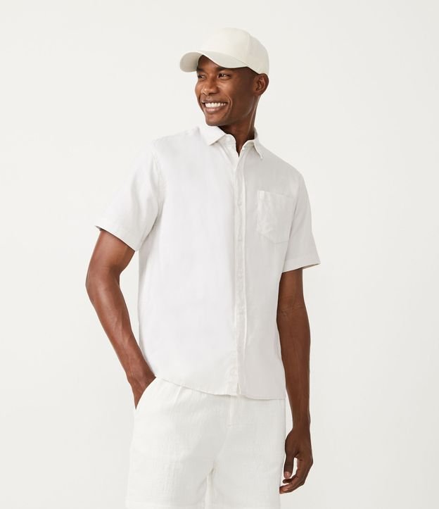 Camisa Comfort em Algodão com Bolso Frontal Branco 1
