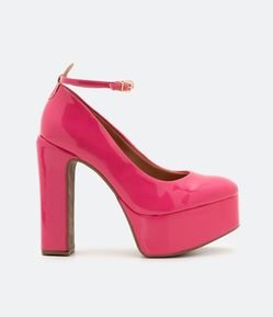 Sapato Meia Pata com Fechamento e Salto Grosso