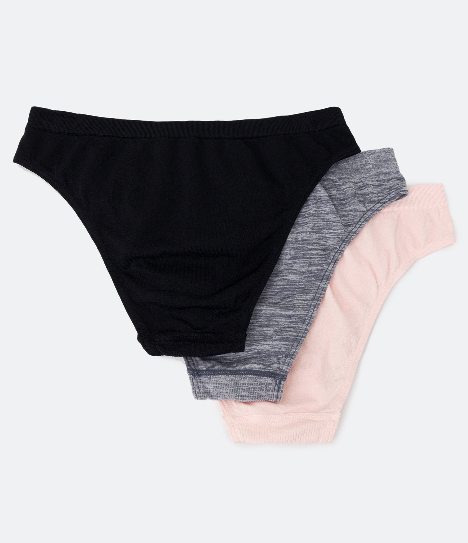 Kit 03 Calcinhas Biquíni em Microfibra sem Costura TriFil Rosa/Cinza/Preto 2