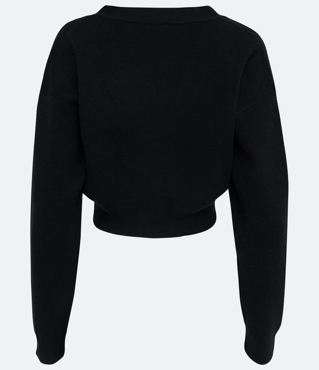 Cardigan Cropped de Punto con Botones DIferenciados Negro 6