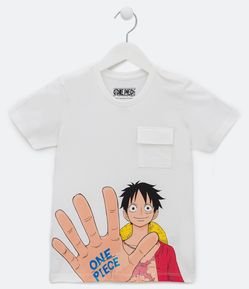 Remera Infantil con Bolsillo de Solapa y Estampado One Piece - Talle 5 a 14 años