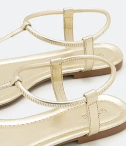 Sandália Rasteira Fio com Fechamento Elástico