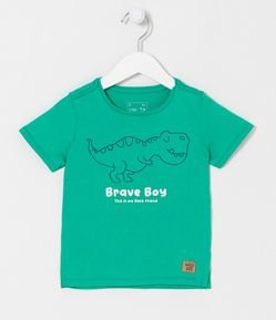 Camiseta Infantil com Bordado de Dinossauro - Tam 1 a 5 anos