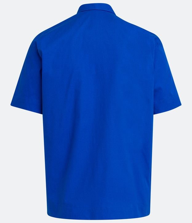 Camisa en Algodón con Cuello Camisero y Manga Corta Azul 7
