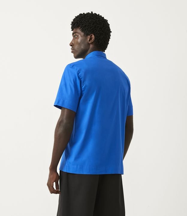 Camisa en Algodón con Cuello Camisero y Manga Corta Azul 3