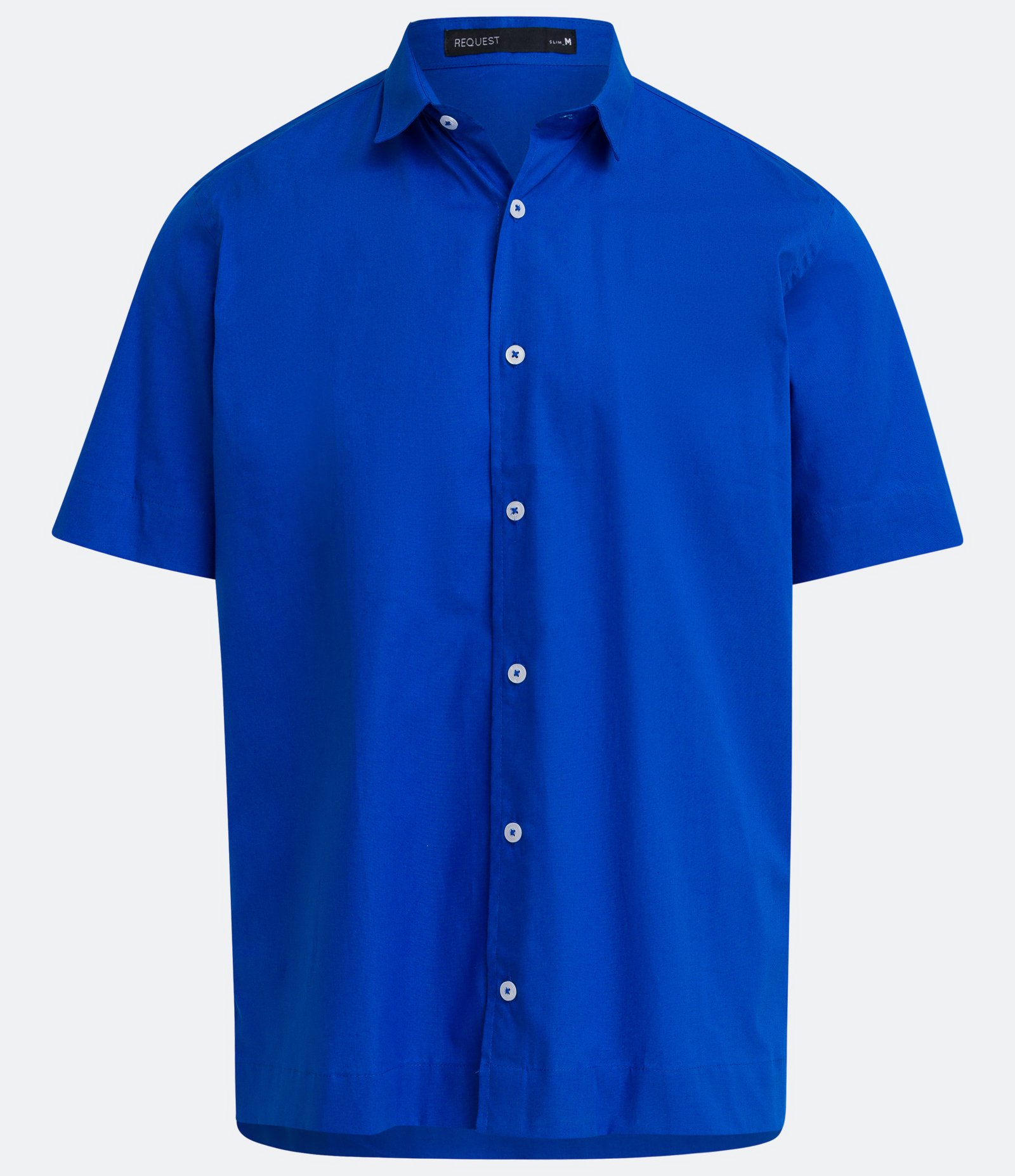 Camisa em Algodão com Gola Colarinho e Manga Curta Azul 1