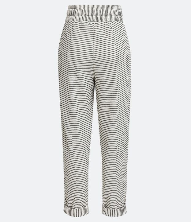 Pantalón Zanahoria en Algodón con Cintura Elástica y Estampado de Rayas Verde 6