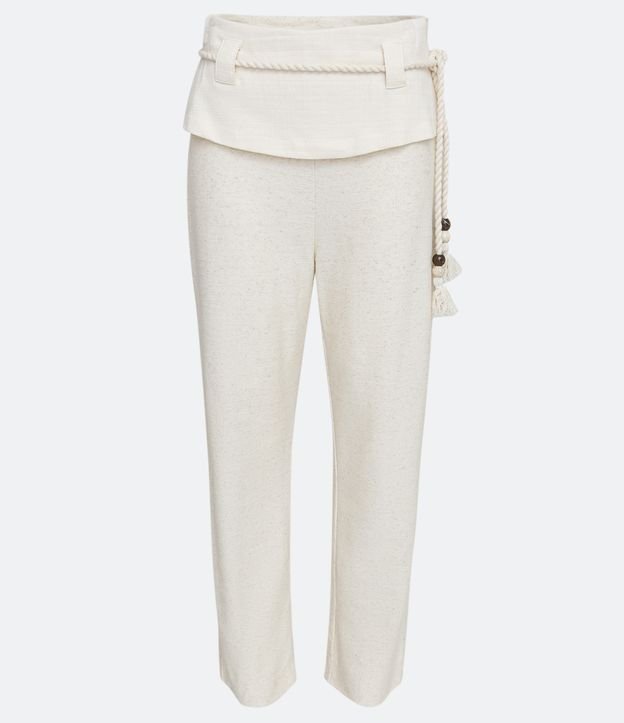 Pantalón Zanahoria en Algodón con cintura Diferenciado y Cinturón cuerda Off White 6