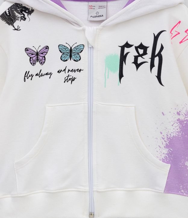 Campera Infantil en Algodón con Estampado Divertido - Talle 5 a 14 años Blanco 3
