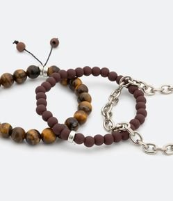 Kit 03 Pulseiras com Miçangas e Corrente