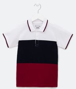 Camiseta Infantil com Gola Polo e Recortes - Tam 5 a 14 anos