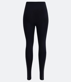 Calça Legging Esportiva em Poliamida com Cós Alto e Vivo Contrastante Preto