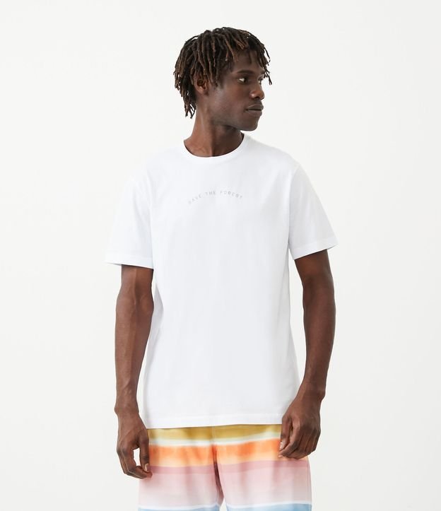 Camiseta Comfort em Algodão com Estampa Salve a Floresta