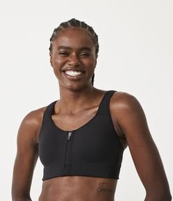 Top em Poliamida com Zíper no Decote e Alta Sustentação