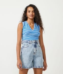 Blusa Regata com Listras Onduladas