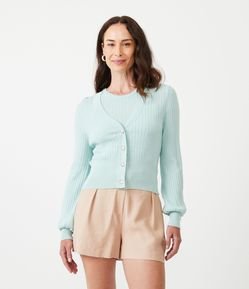 Cardigan em Tricô com Textura Canelada