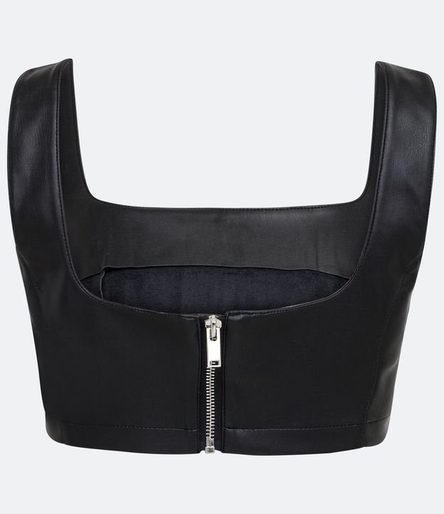 Blusa sin Manga en Material Sintético con Abertura por Cremallera Negro 6