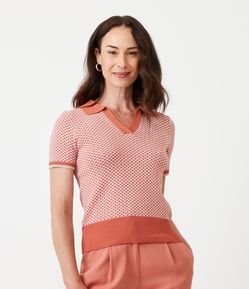 Blusa Polo em Tricô com Textura