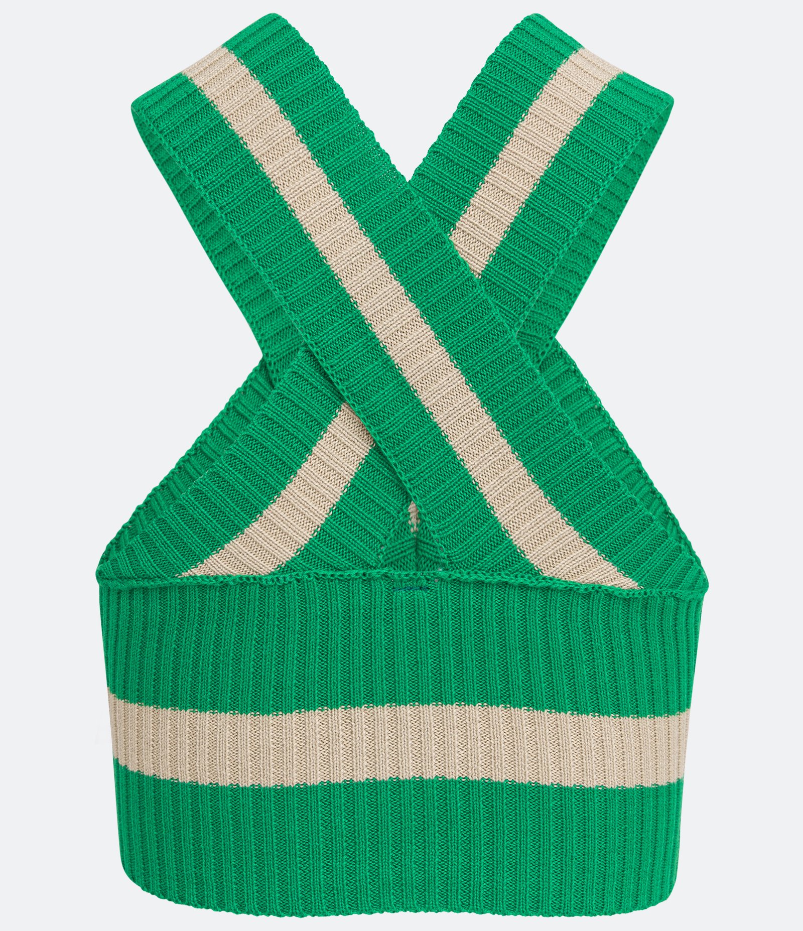 Blusa Sem Manga Cropped em Tricô com Listra Contrastante Verde 6