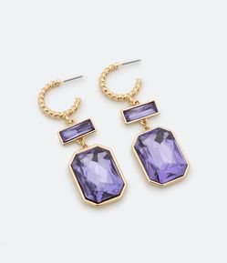 Brinco Argola Torcida com Maxi Pingente de Chaton