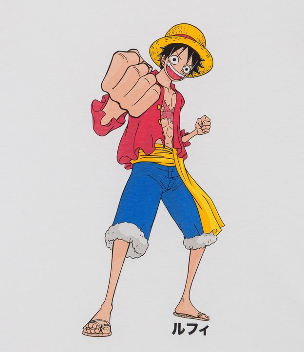 Camiseta Infantil com Estampa Luffy One Piece - Tam 5 a 14 Anos Amarelo