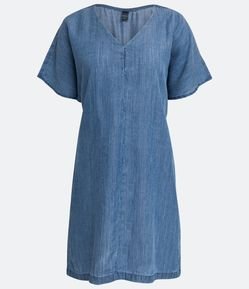 Vestido Curto em Liocel com Decote V