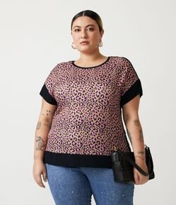 Blusa Manga Curta com Estampa Animal Print Curve & Plus Size