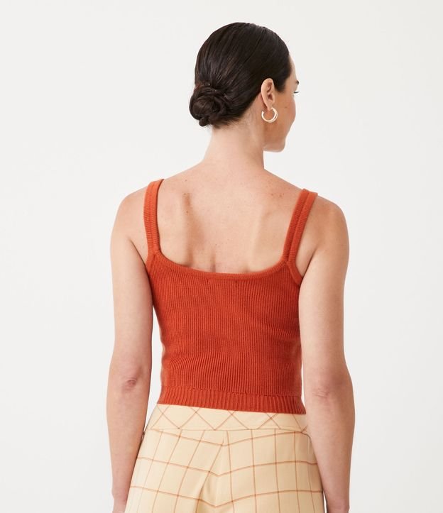 Blusa Corta de Punto con Tirante Fino Marrón 3
