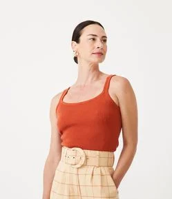 Blusa Curta em Tricô com Alça Fina