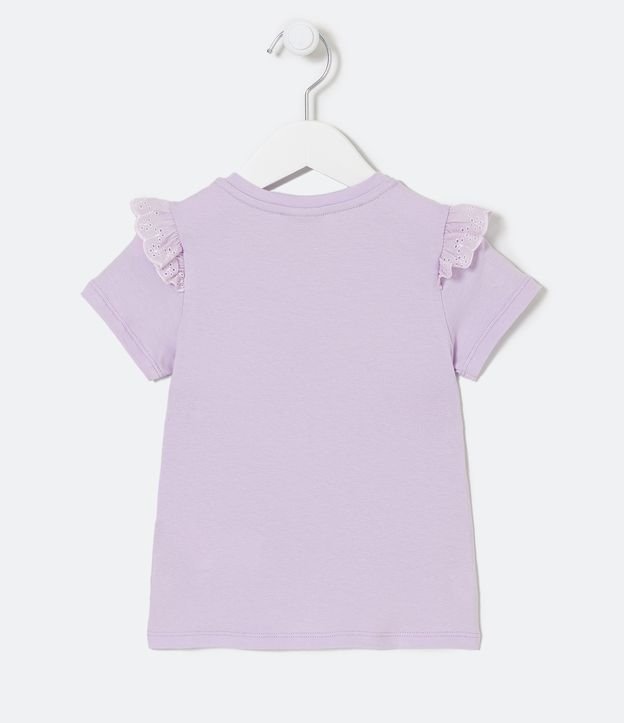 Blusa Infantil Estampado de Mariposa con Detalle de Lentejuelas y Broderie - Talle 1 a 5 años Violeta 2
