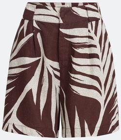 Short Godê em Viscolinho com Estampa Folhagem