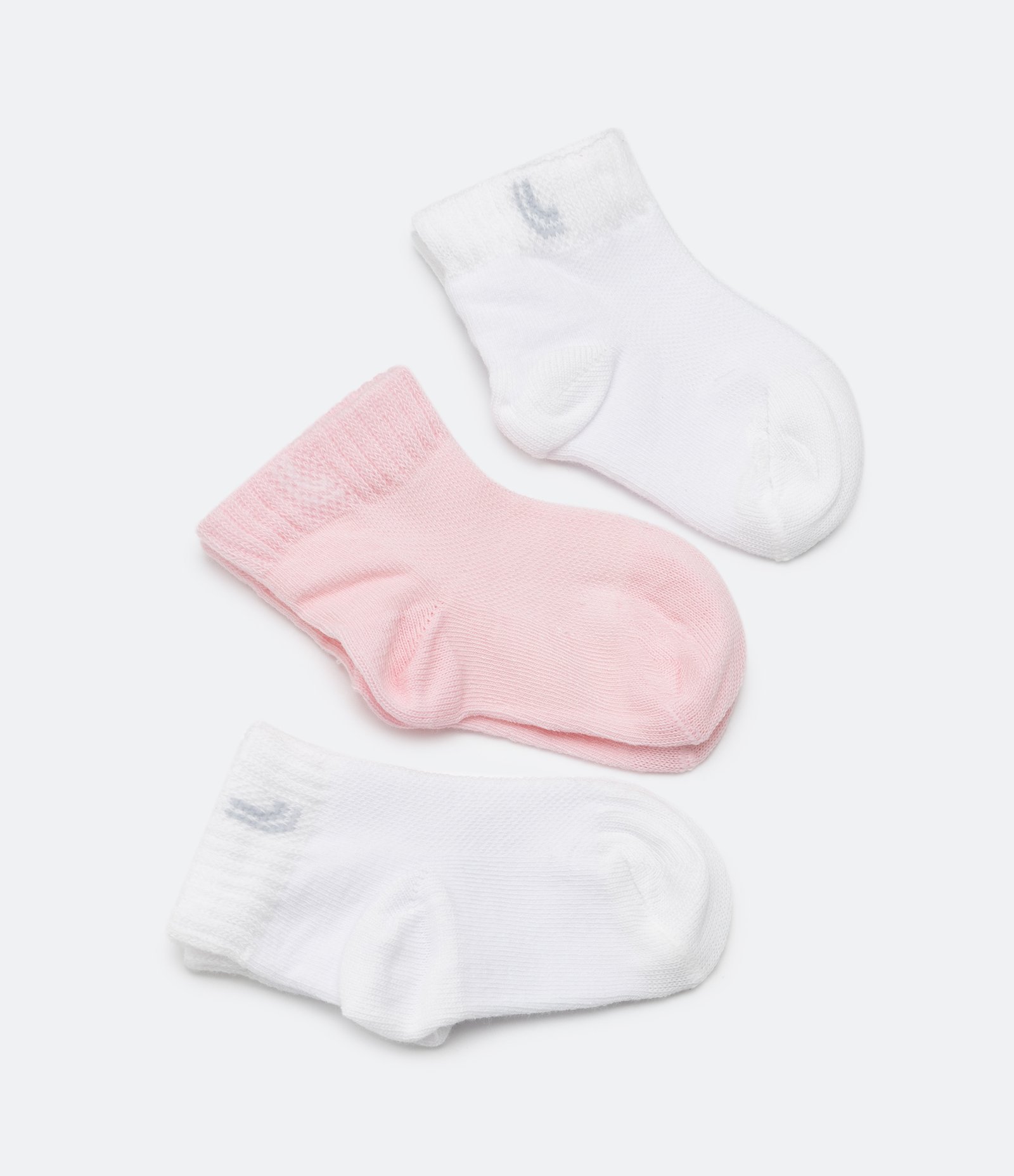 Kit 03 Pares de Meias Infantil Lupo com Cano Médio - Tam 16 a 23 Branco/Rosa 1