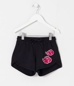 Short Runner Infantil em Moletinho com Estampa da Nuvem Akatsuki - Tam 5 a 14 anos