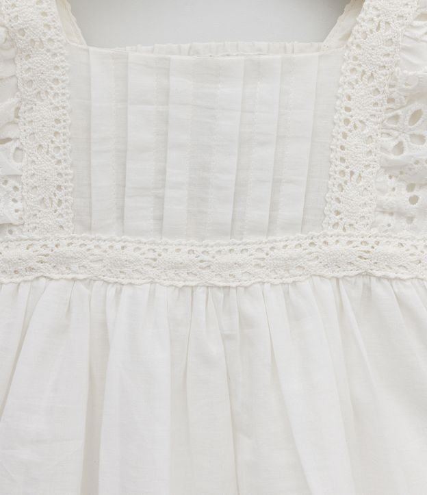 Vestido Infantil con Volados y Bombacha - Talle 0 a 18 meses Blanco 3