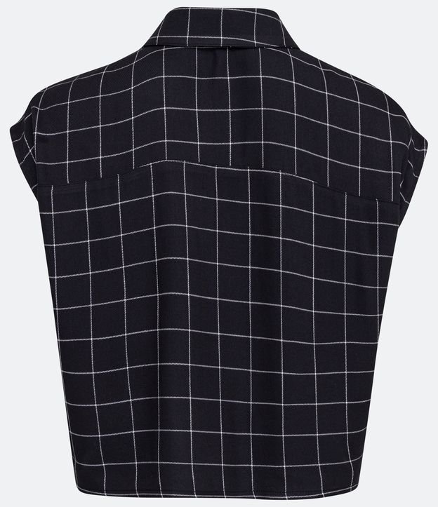 Blusa Cropped en Viscosa con Estampado de Cuadros Negro 6