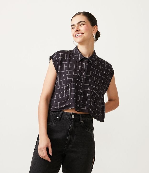 Blusa Cropped Xadrez