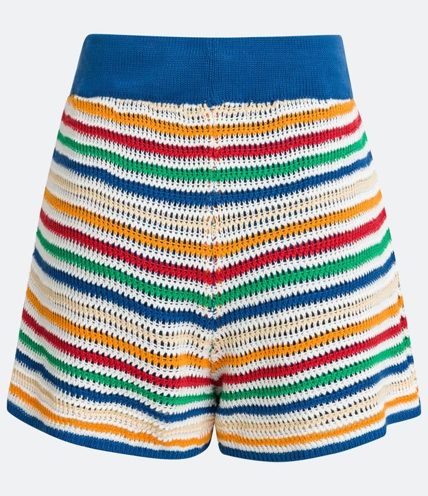 Short Corto de Punto con Estampado Rayado Azul 6