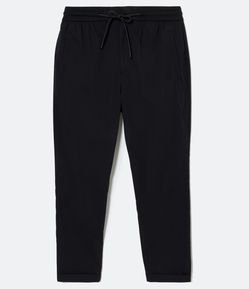 Calça Slim em Algodão com Elástico no Cós e Barra Dobrada