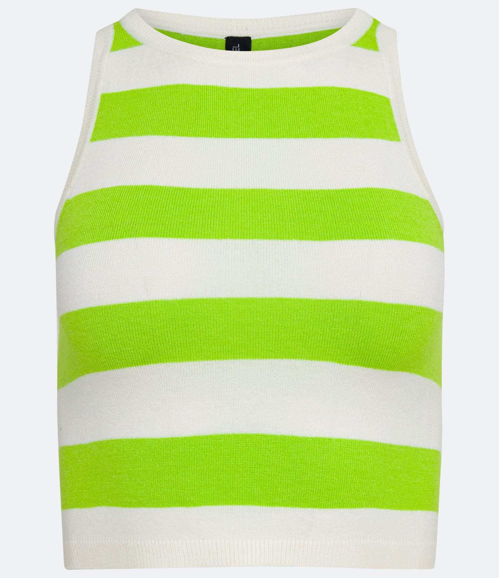 Blusa Regata  Copped em Tricô com Listras Contrastantes Verde 5