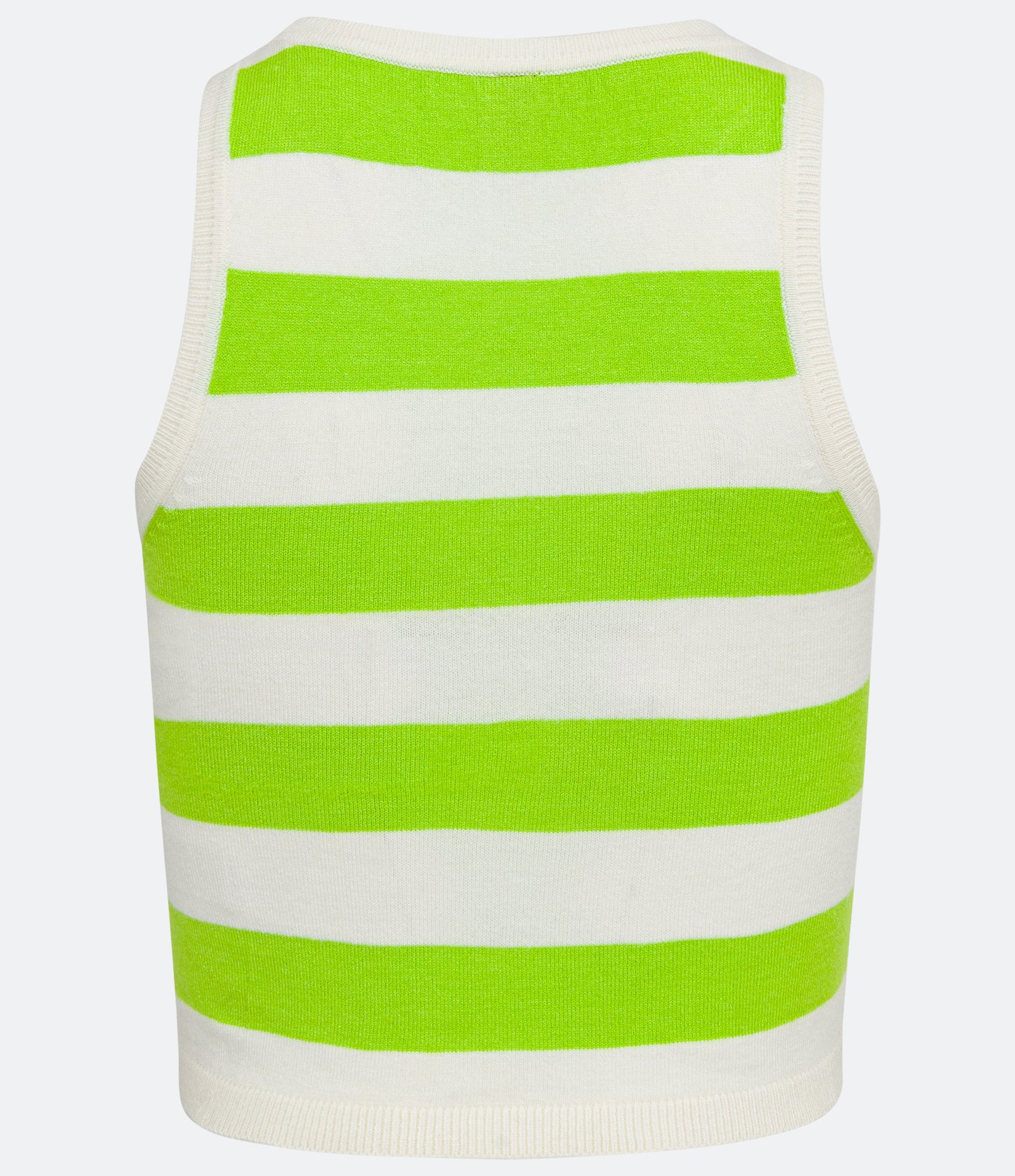 Blusa Regata  Copped em Tricô com Listras Contrastantes Verde 6