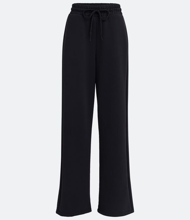 Pantalón Pantalona con Cintura Elástica y Amarre Negro 5