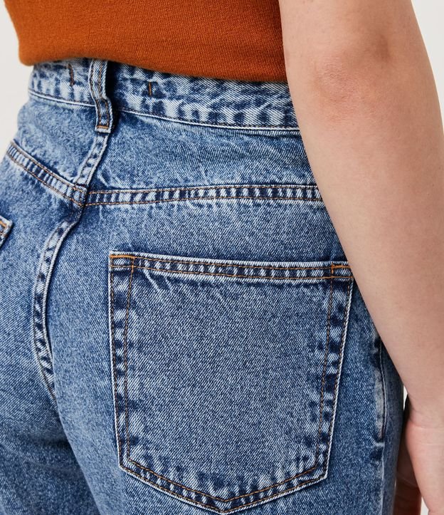 Pantalón años 90 en Jeans con Corte a Navajas y Abertura Deshilachada Azul 6