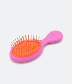 Mini Escova de Cabelo Emborrachada Neon Rosa e Laranja