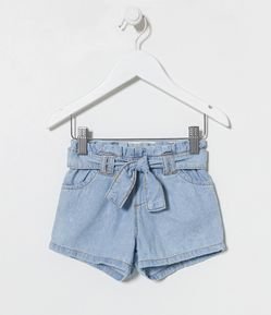 Short Clochard Infantil em Jeans com Faixa Cinto - Tam 0 a 18 meses